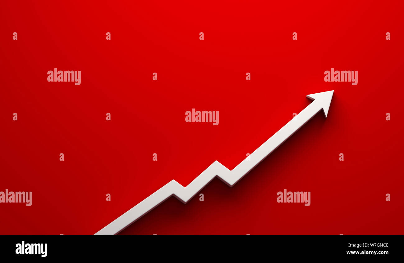 Finanziare la crescita Bar e freccia. 3D Render illustrazione Foto Stock