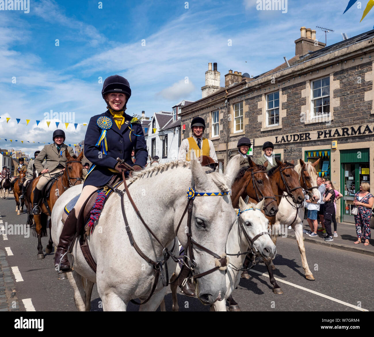 Lauder, Scottish Borders, Berwickshire, Regno Unito - 3 Agosto 2019 - Lauder Equitazione comune 2019. Foto Stock