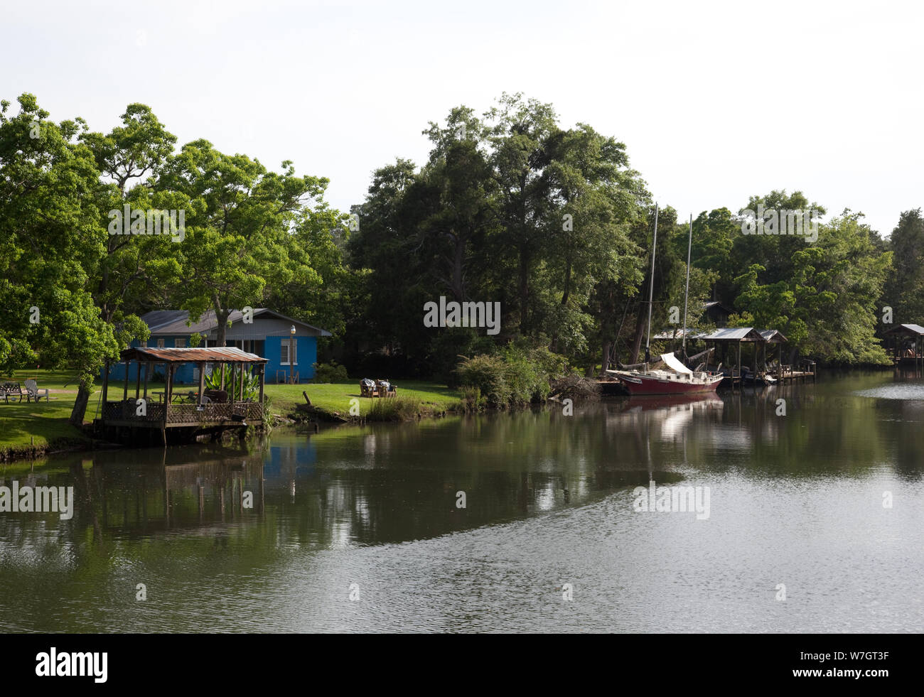 Bella europee e scene rurali in Baldwin County, Alabama. Gli alberi di noci pecan sono abbondanti Foto Stock
