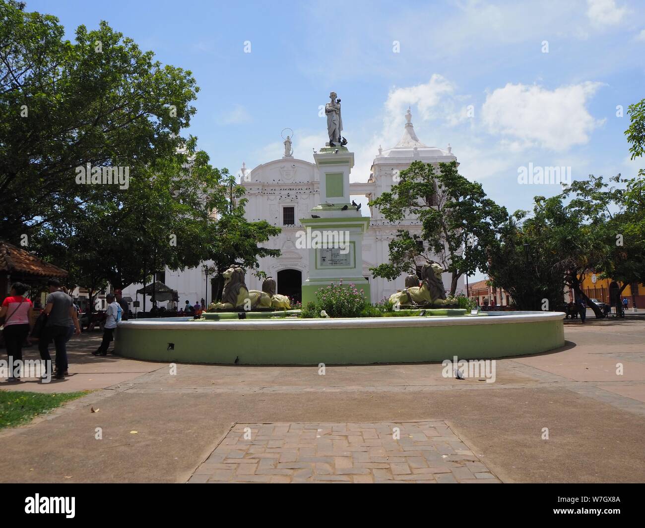 Nicaragua, Leon, Cenrtal America. Cattedrale, statua Foto Stock