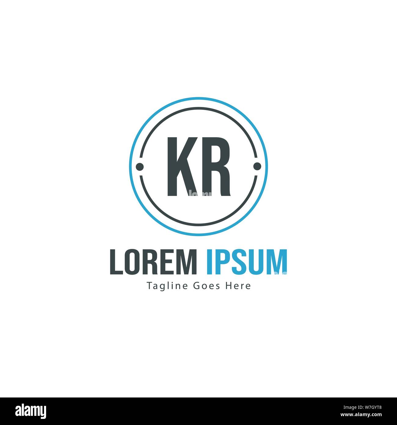 Iniziale logo KR Modello con telaio moderno. KR minimalista lettera logo illustrazione vettoriale design Illustrazione Vettoriale