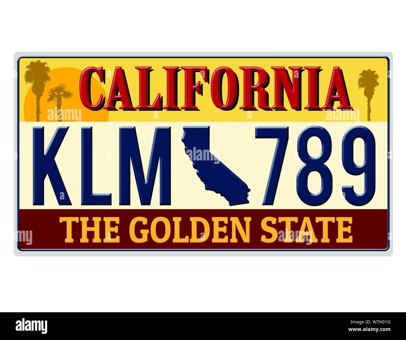 Una imitazione California targa con testo il golden stato scritto su di esso la realizzazione di un grande progetto. Parole sul fondo del Golden State Illustrazione Vettoriale