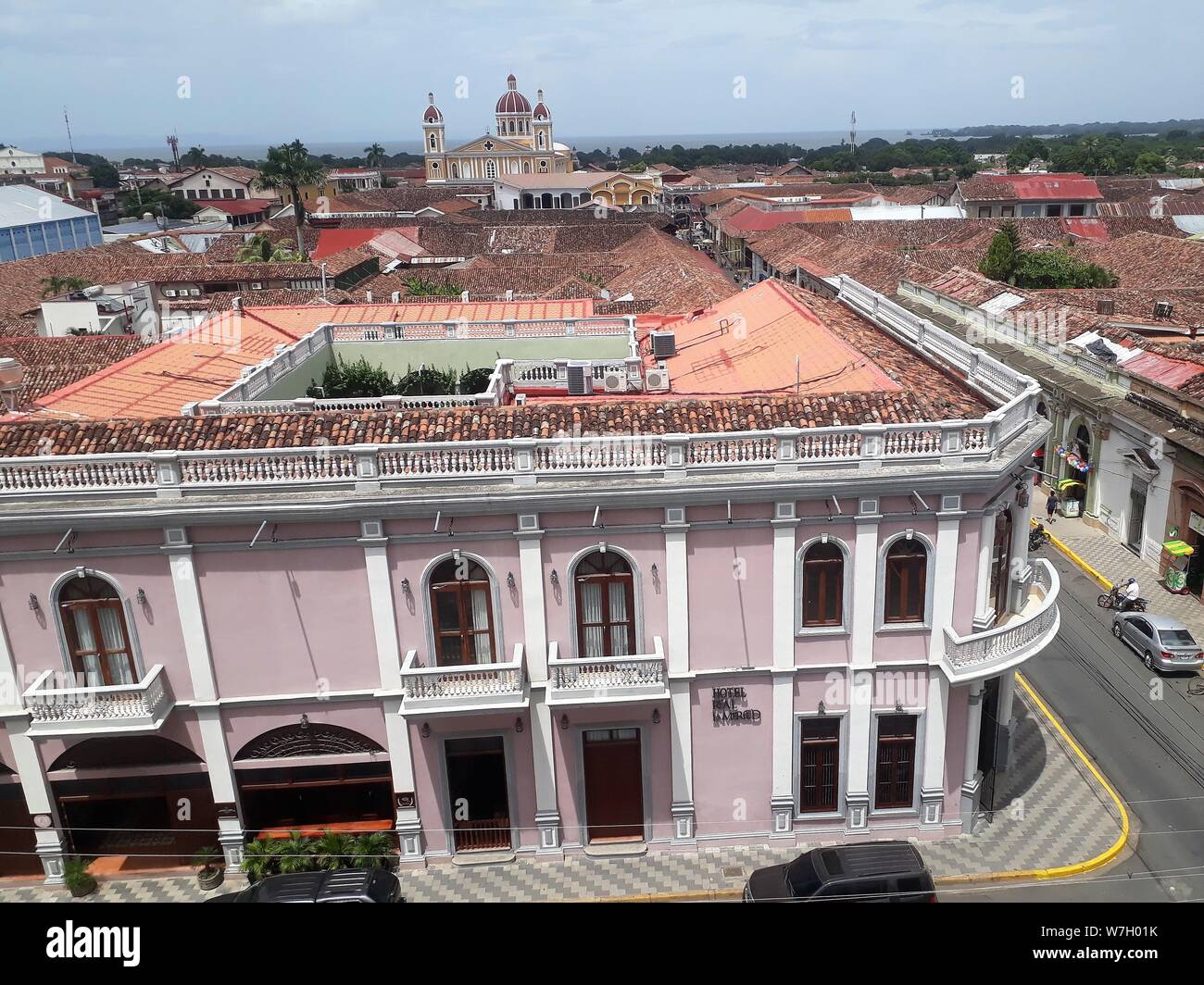 Granada, Nicaragua, centro città, dalla parte superiore della Iglesia de la Merced Foto Stock