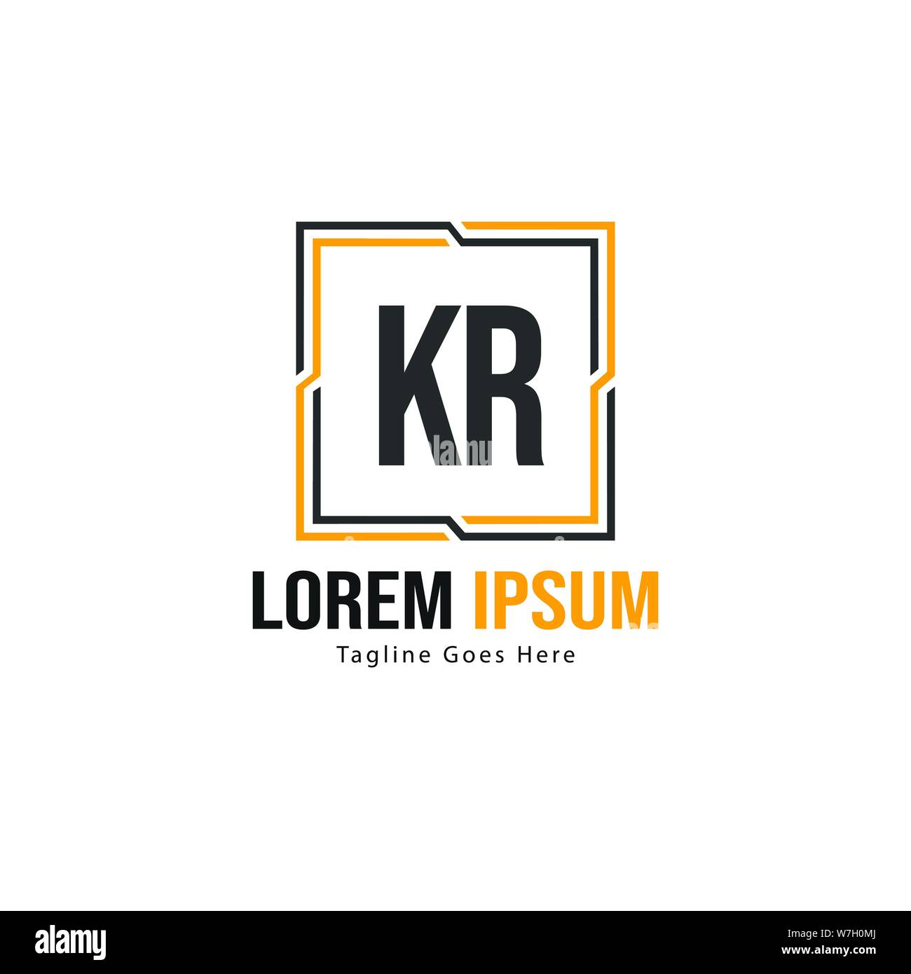 Iniziale logo KR Modello con telaio moderno. KR minimalista lettera logo illustrazione vettoriale design Illustrazione Vettoriale