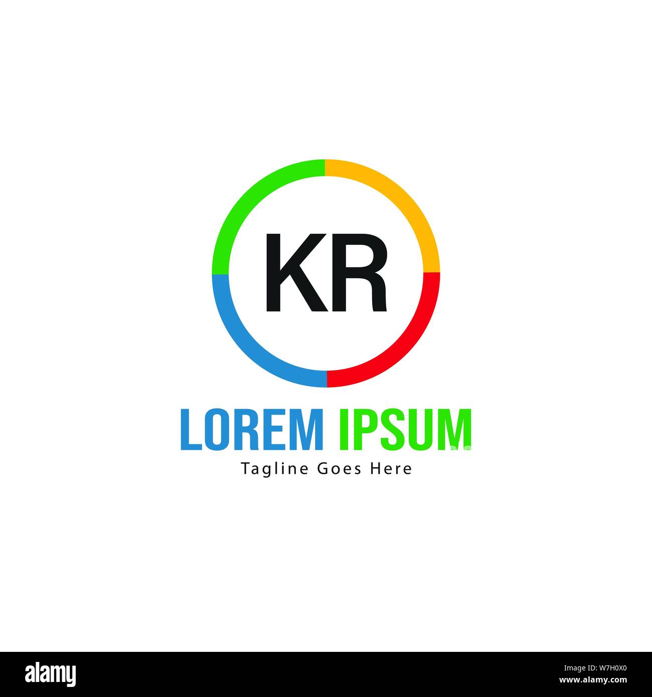 Iniziale logo KR Modello con telaio moderno. KR minimalista lettera logo illustrazione vettoriale design Illustrazione Vettoriale