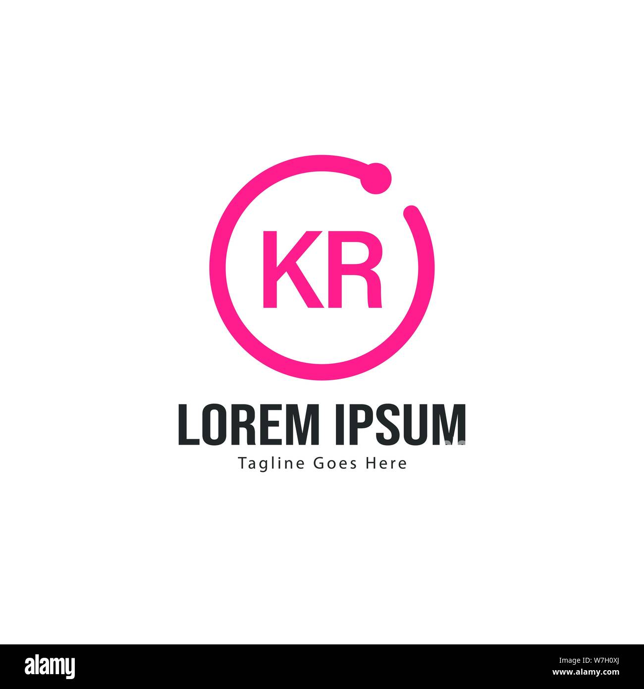 Iniziale logo KR Modello con telaio moderno. KR minimalista lettera logo illustrazione vettoriale design Illustrazione Vettoriale
