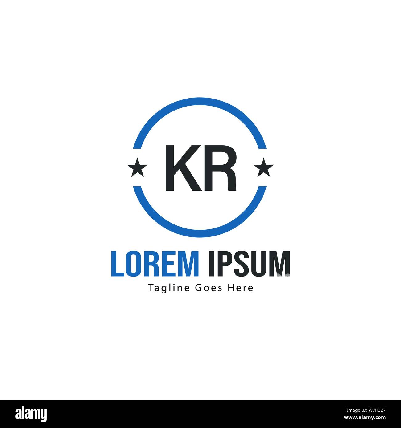 Iniziale logo KR Modello con telaio moderno. KR minimalista lettera logo illustrazione vettoriale design Illustrazione Vettoriale