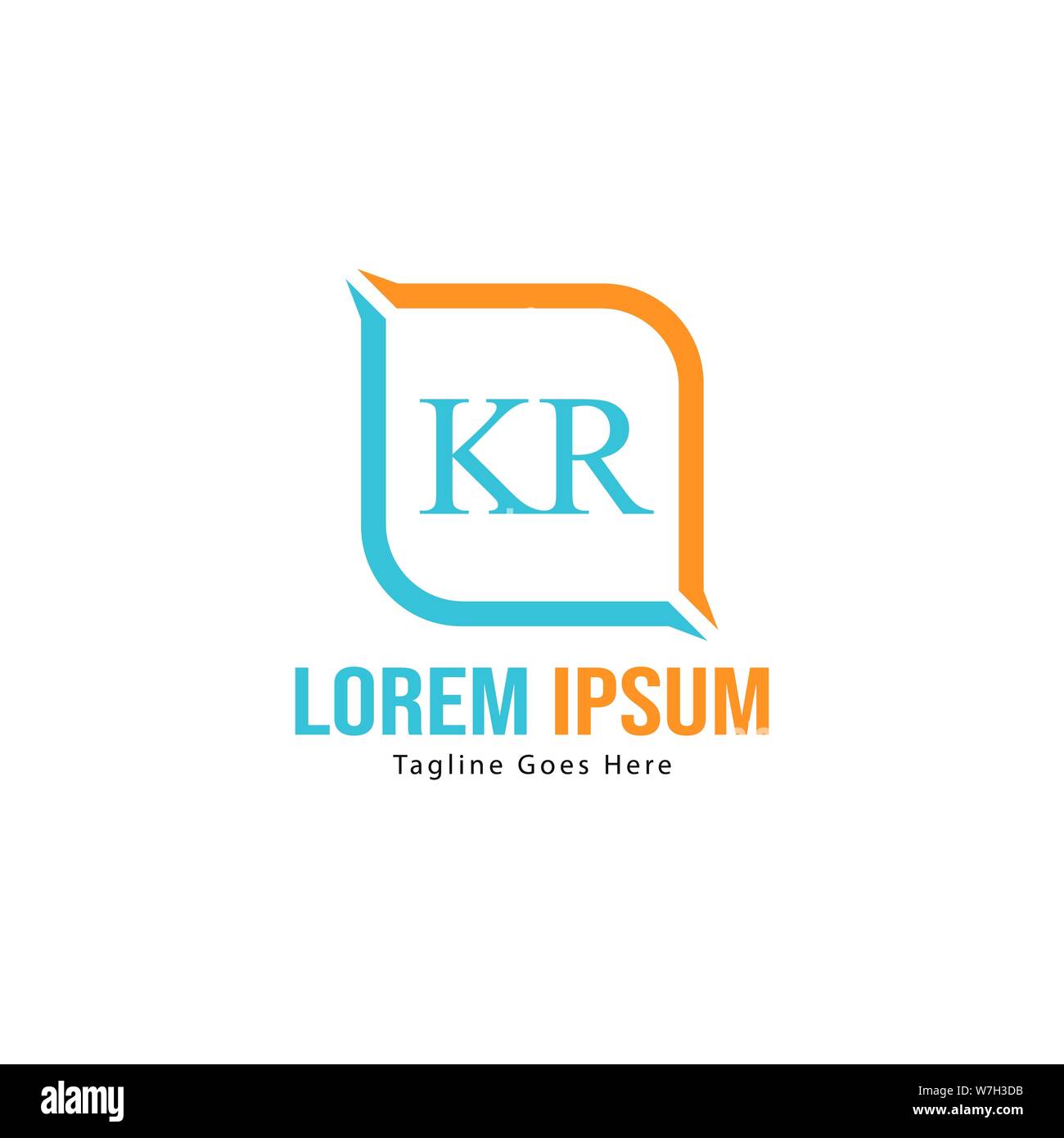 Iniziale logo KR Modello con telaio moderno. KR minimalista lettera logo illustrazione vettoriale design Illustrazione Vettoriale