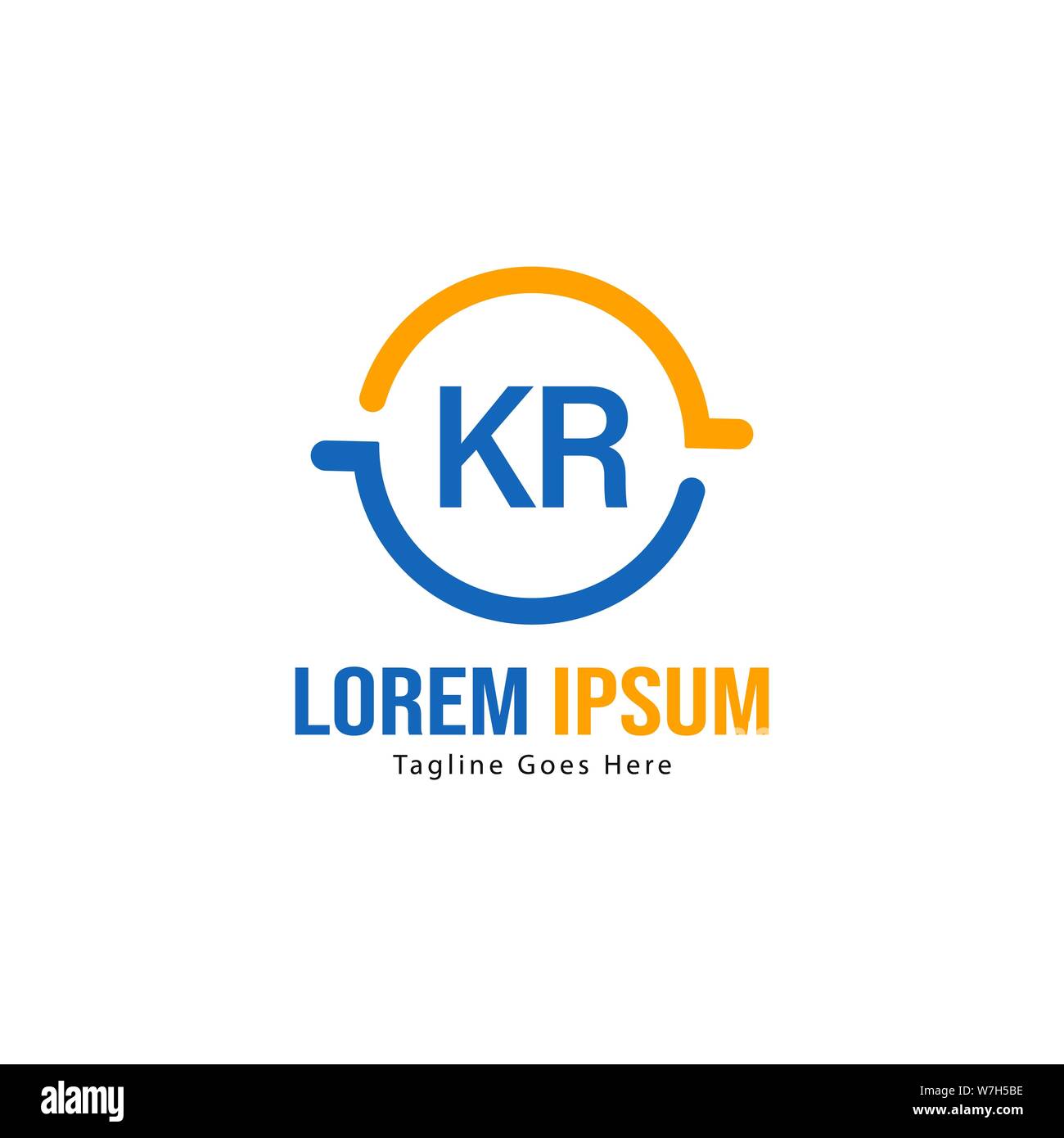 Iniziale logo KR Modello con telaio moderno. KR minimalista lettera logo illustrazione vettoriale design Illustrazione Vettoriale