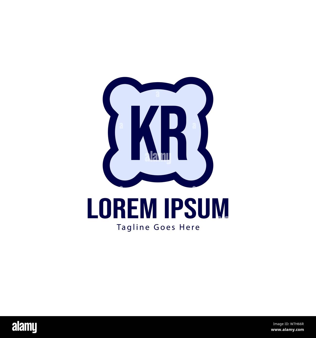 Iniziale logo KR Modello con telaio moderno. KR minimalista lettera logo illustrazione vettoriale design Illustrazione Vettoriale
