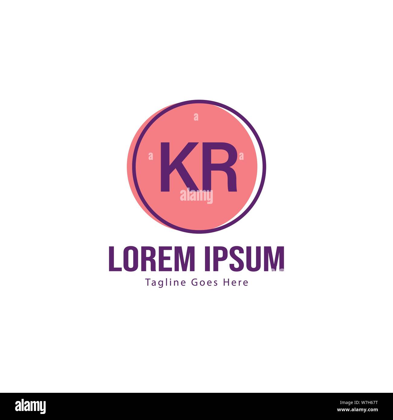 Iniziale logo KR Modello con telaio moderno. KR minimalista lettera logo illustrazione vettoriale design Illustrazione Vettoriale