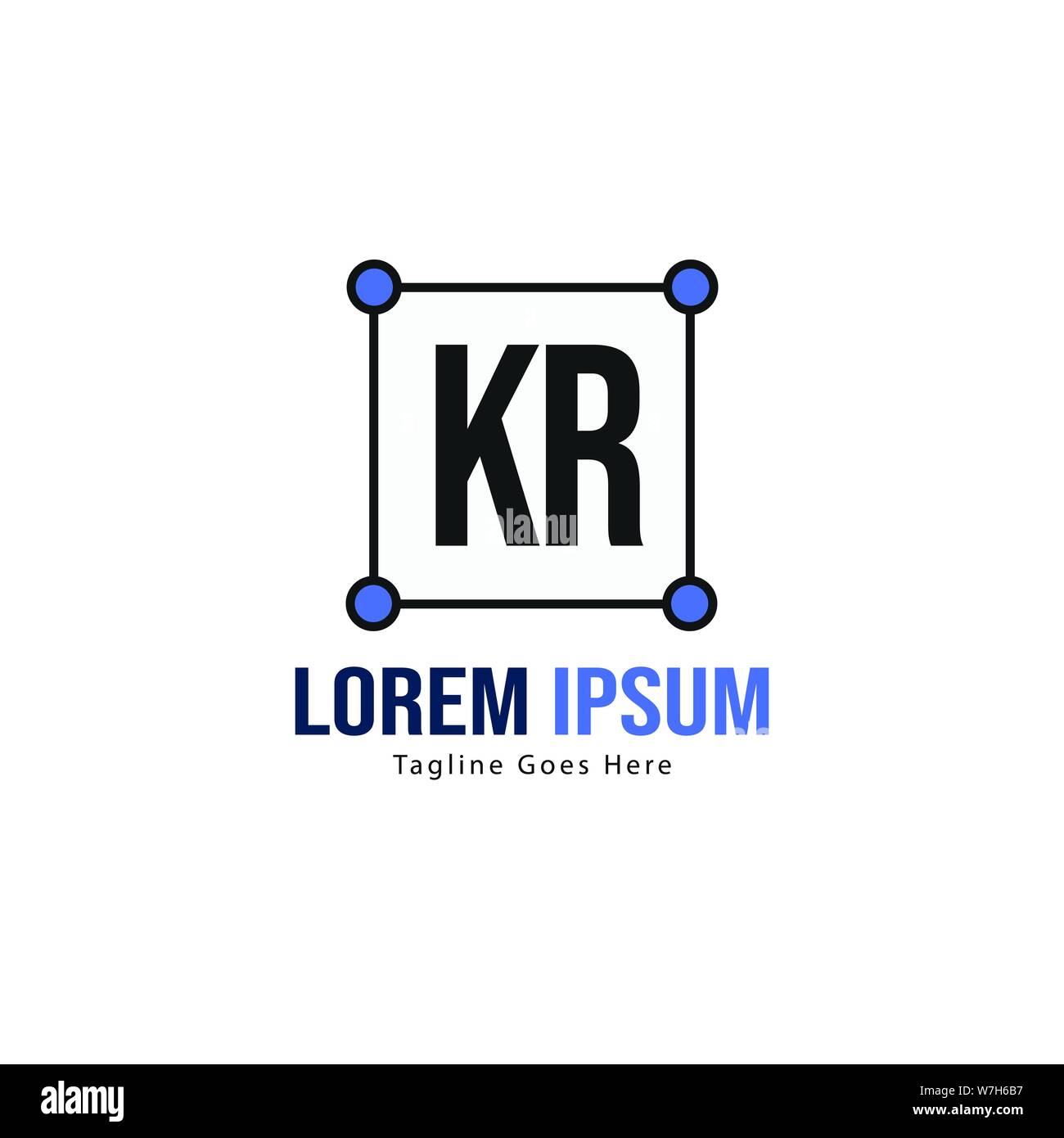 Iniziale logo KR Modello con telaio moderno. KR minimalista lettera logo illustrazione vettoriale design Illustrazione Vettoriale