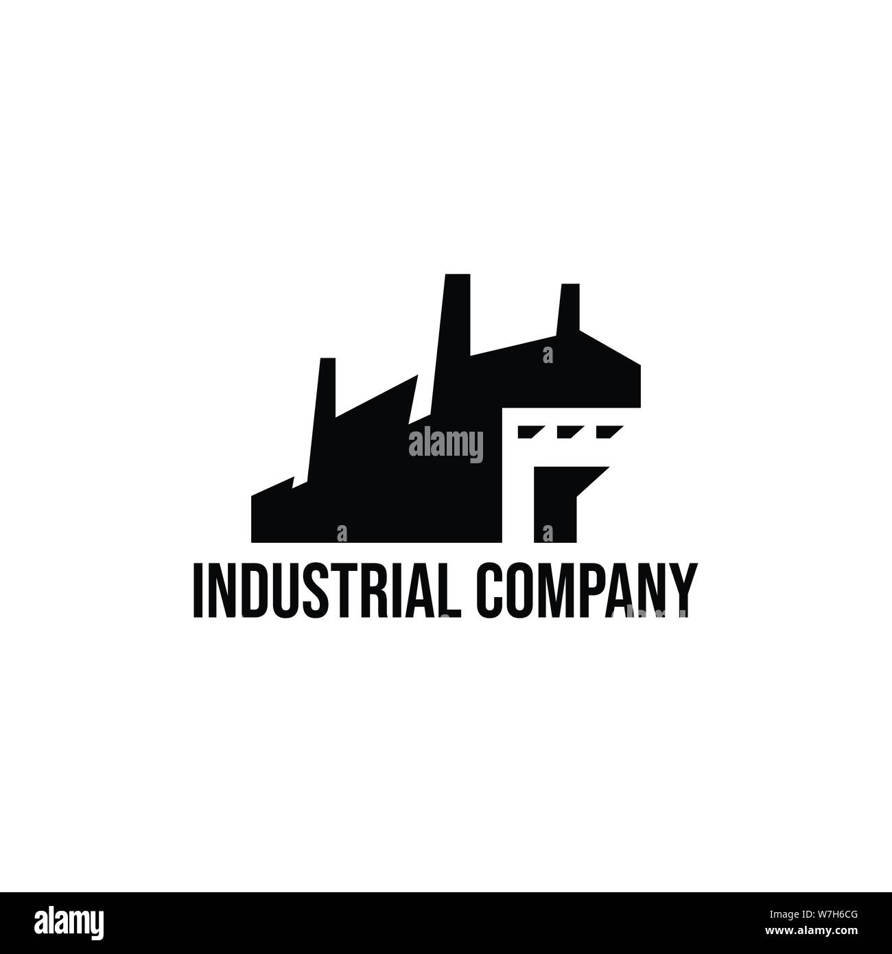 Stabilimento industriale edificio flat logo design template vettoriale illustrazione Illustrazione Vettoriale