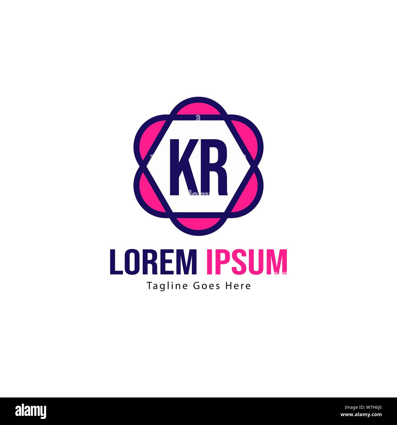 Iniziale logo KR Modello con telaio moderno. KR minimalista lettera logo illustrazione vettoriale design Illustrazione Vettoriale