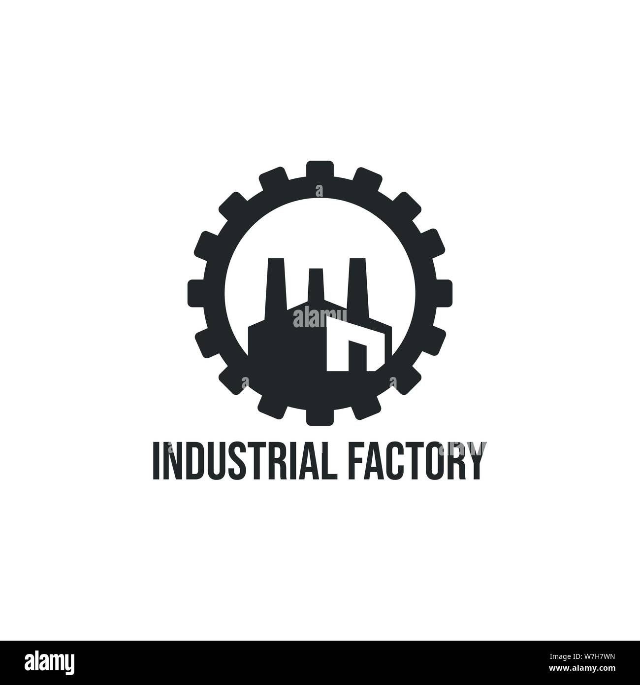 Stabilimento industriale edificio flat logo design template vettoriale illustrazione Illustrazione Vettoriale