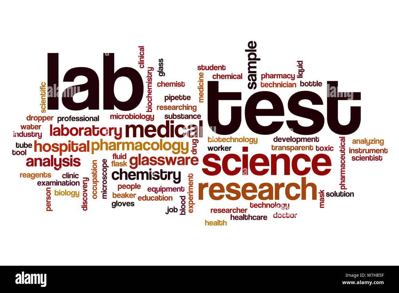 Test di laboratorio parola concetto di cloud Foto Stock