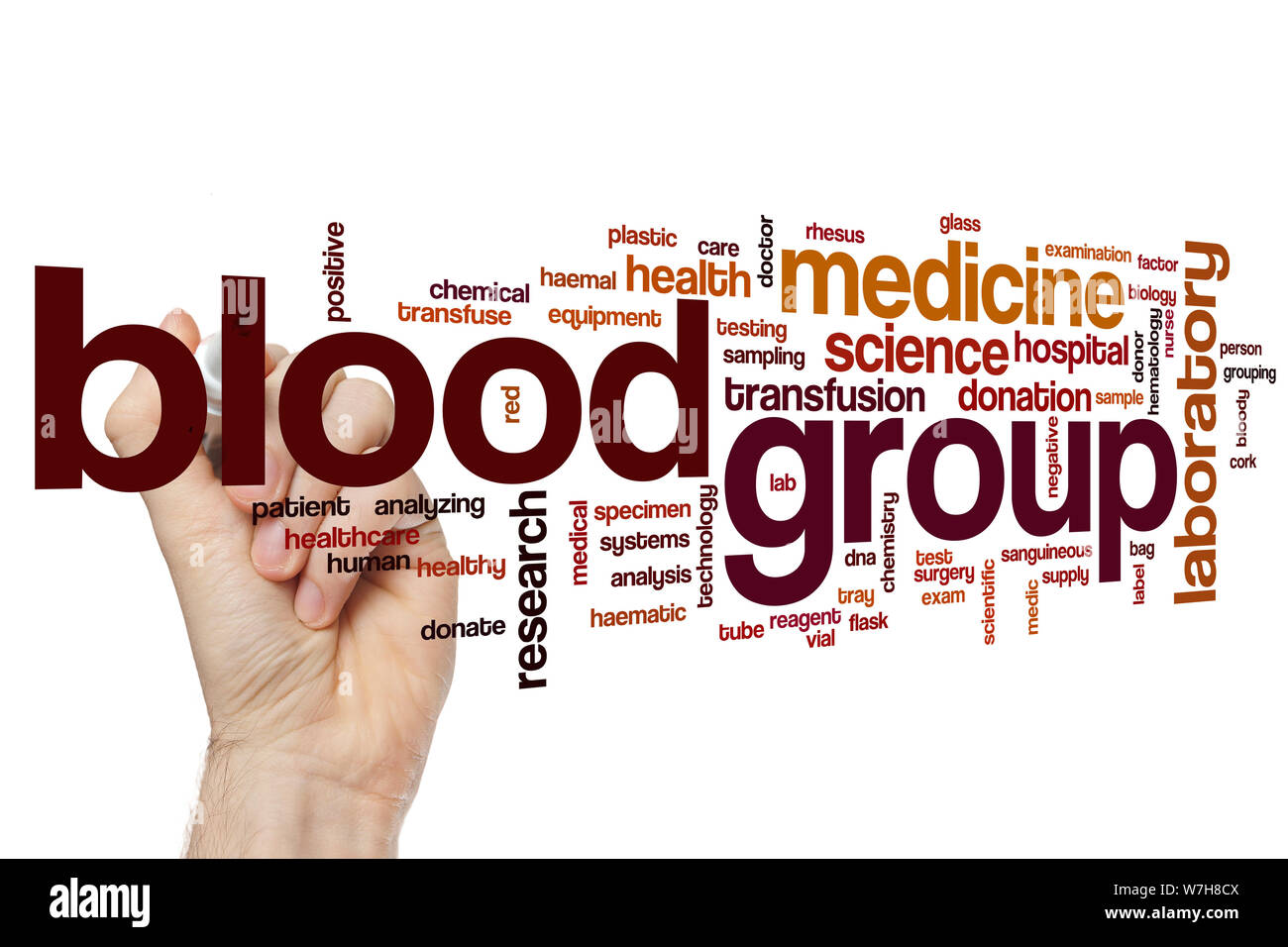 Gruppo sanguigno parola concetto di cloud Foto Stock