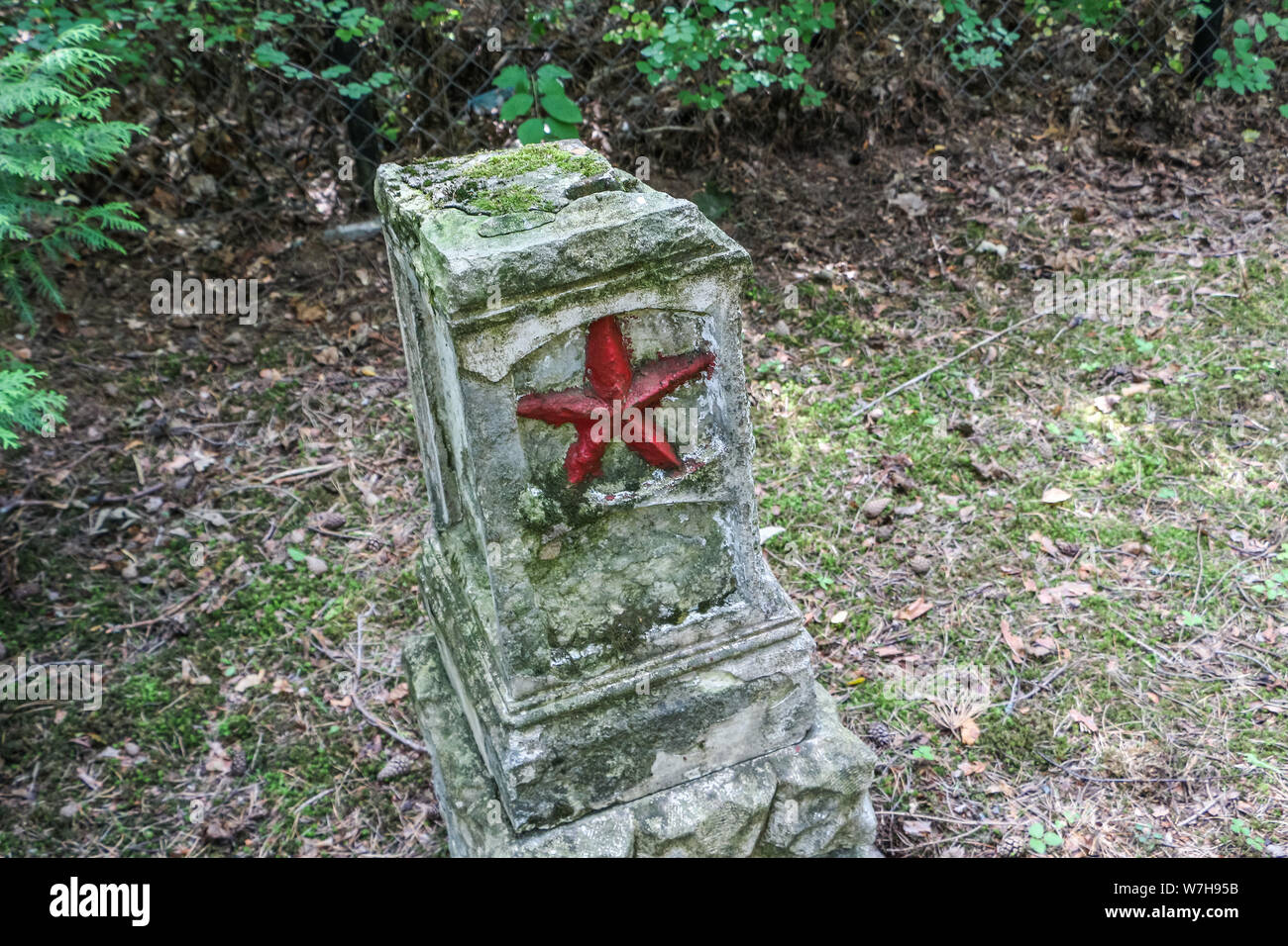 Borne Sulinowo, Polonia. 3rd, Agosto 2019 tombe sul gruppo del Nord di forza sovietica dell'esercito russo sono visti nel Borne Sulinowo, Polonia il 3 agosto 2019 Borne Sulinowo tra il 1945 e il 1992 era un segreto militare sovietico, base cancellati tutti i polacchi e mappe non è stato trasferito alla giurisdizione polacca fino al 1992. Nei documenti ufficiali sono stati chiamati zone forestali e rimase un segreto per quasi cinquant'anni. In 344 tombe sono sepolti soldati sovietici, le loro famiglie e i civili dell'esercito sovietico lavoratori. © Vadim Pacajev / Alamy Live News Foto Stock