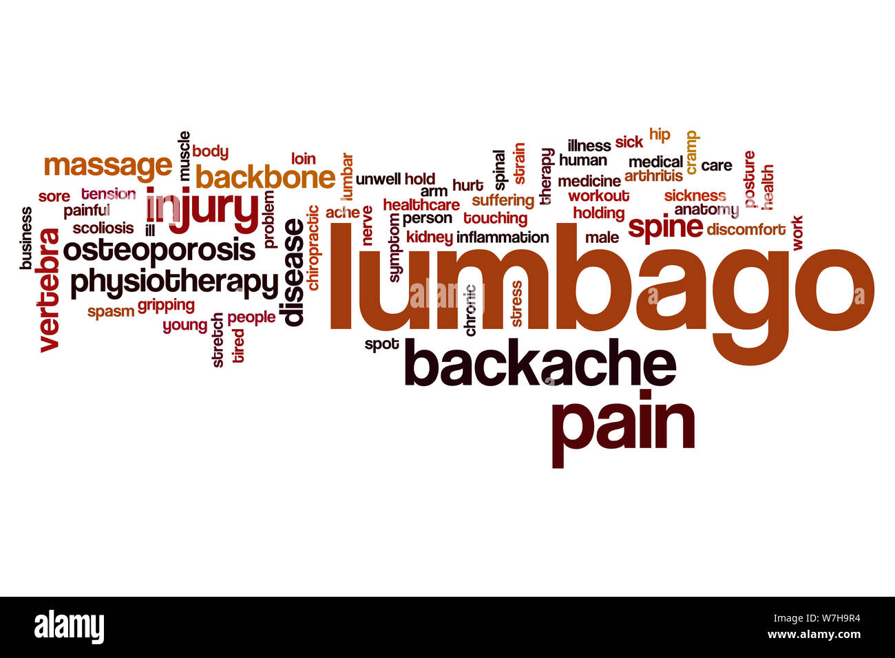 Lombalgia parola concetto di cloud Foto Stock
