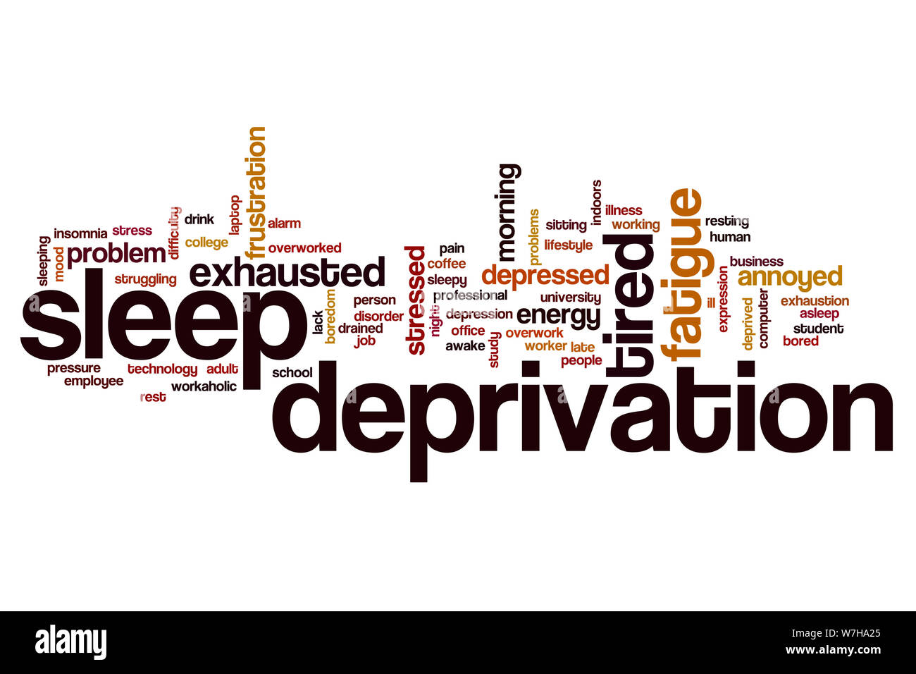 La privazione del sonno parola concetto di cloud Foto Stock