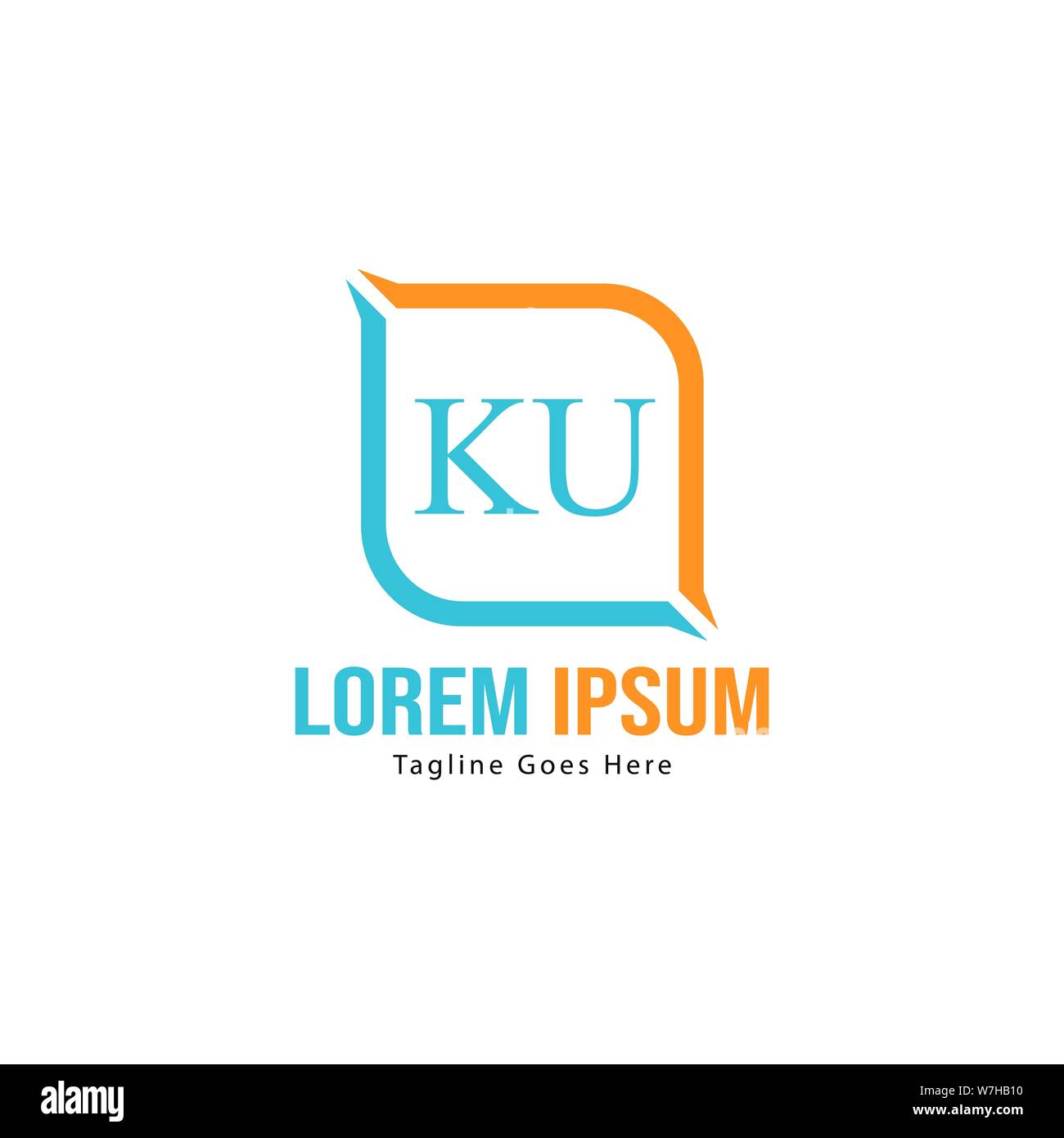 Iniziale logo KU Modello con telaio moderno. Minimalista lettera KU logo illustrazione vettoriale design Illustrazione Vettoriale