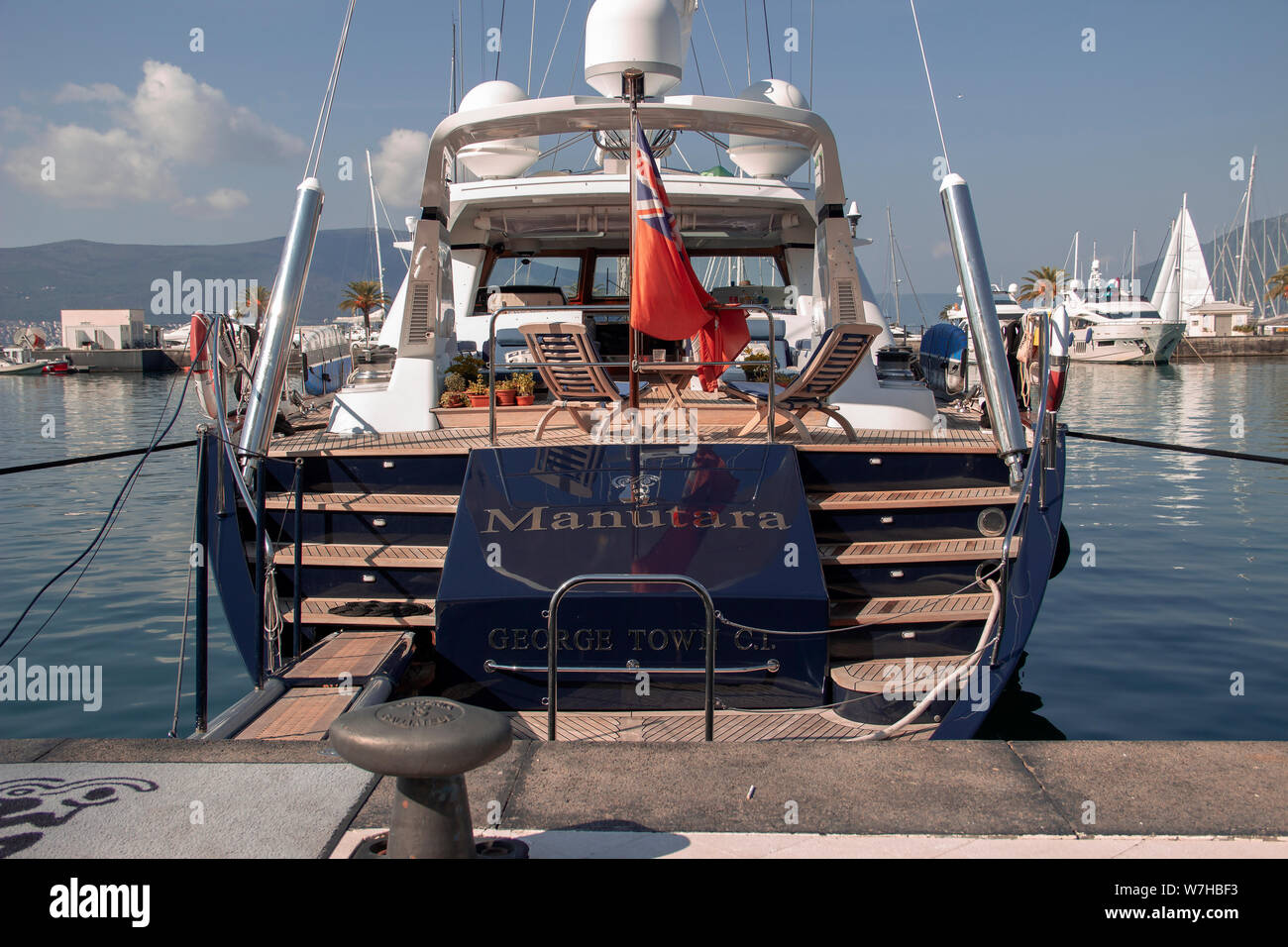 Tivat, Montenegro, 22 Settembre 2018: la vista di un lussuoso yacht a vela matutara ormeggiata al Porto Montenegro Marina Resort Foto Stock