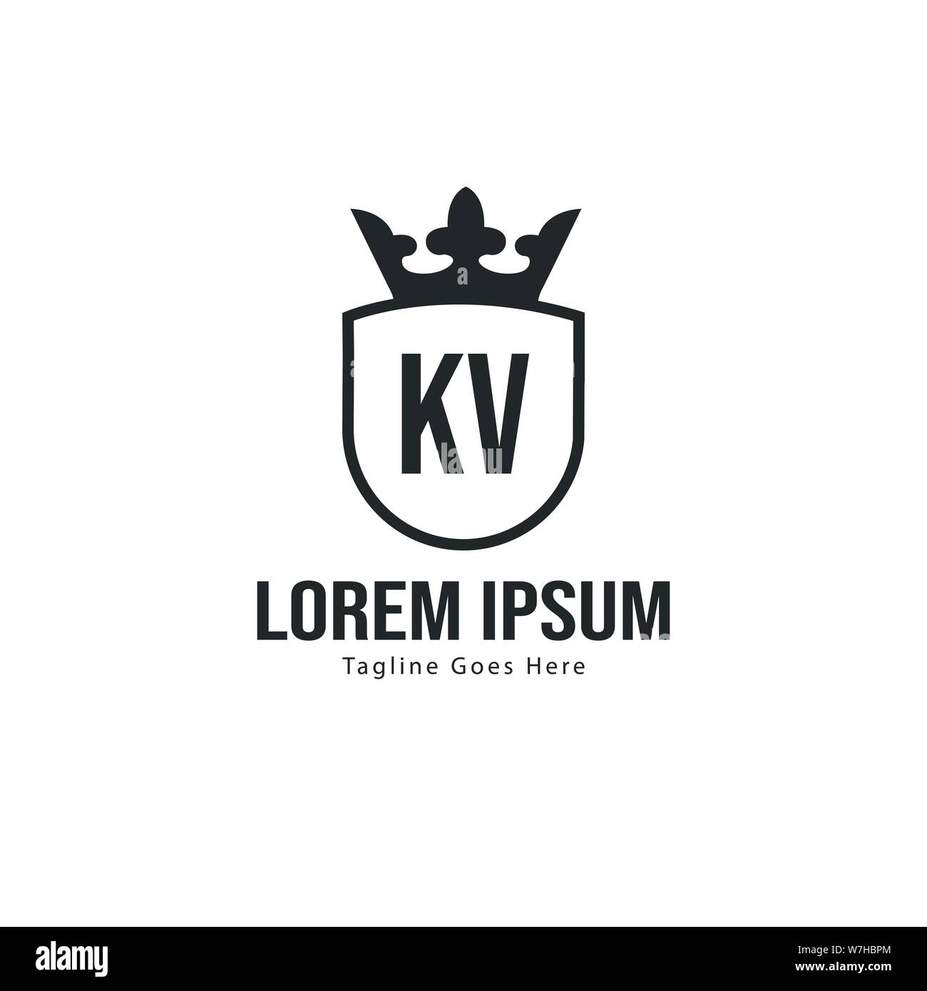 Iniziale logo KV Modello con telaio moderno. Minimalista lettera KV logo illustrazione vettoriale design Illustrazione Vettoriale