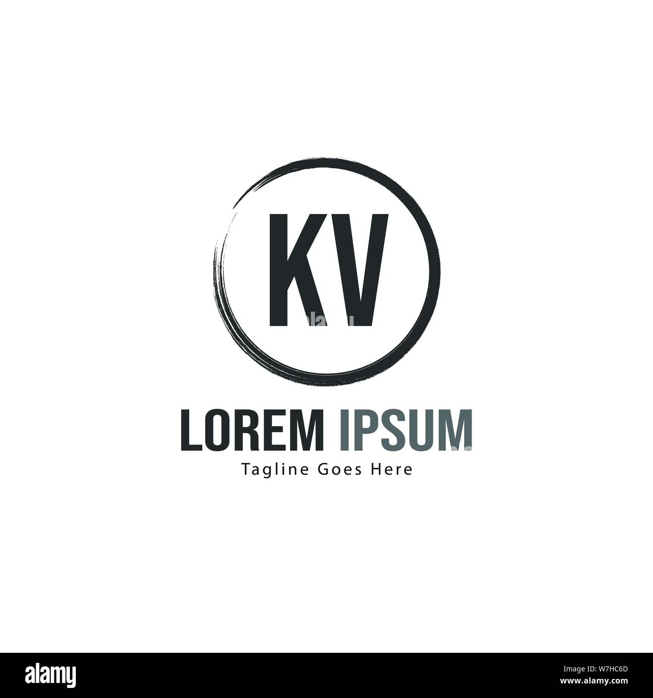 Iniziale logo KV Modello con telaio moderno. Minimalista lettera KV logo illustrazione vettoriale design Illustrazione Vettoriale