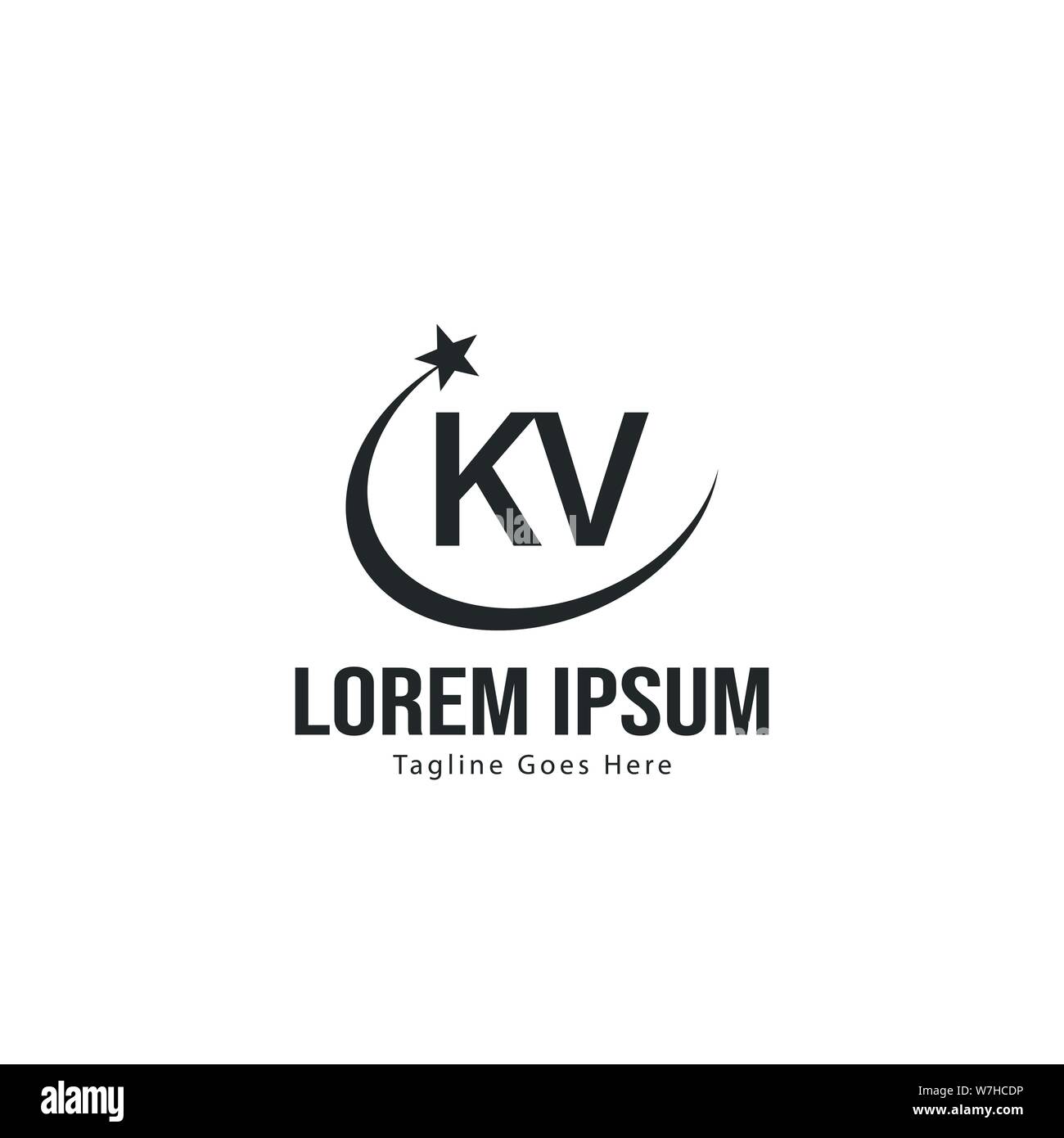 Iniziale logo KV Modello con telaio moderno. Minimalista lettera KV logo illustrazione vettoriale design Illustrazione Vettoriale