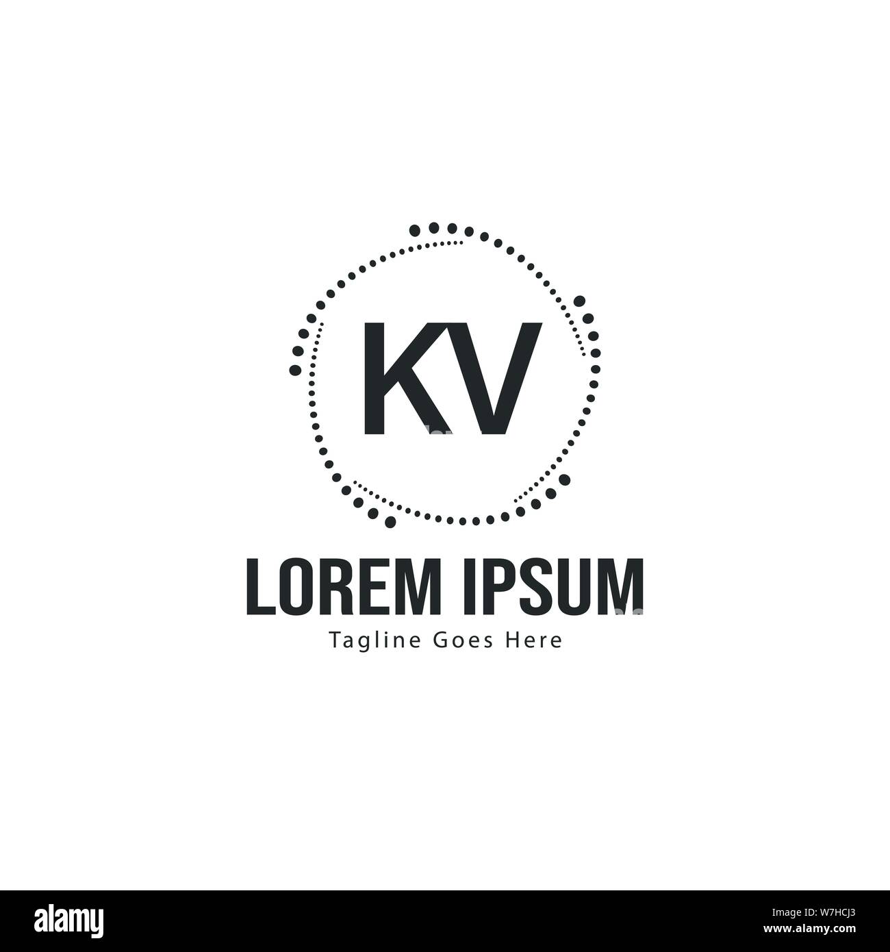 Iniziale logo KV Modello con telaio moderno. Minimalista lettera KV logo illustrazione vettoriale design Illustrazione Vettoriale