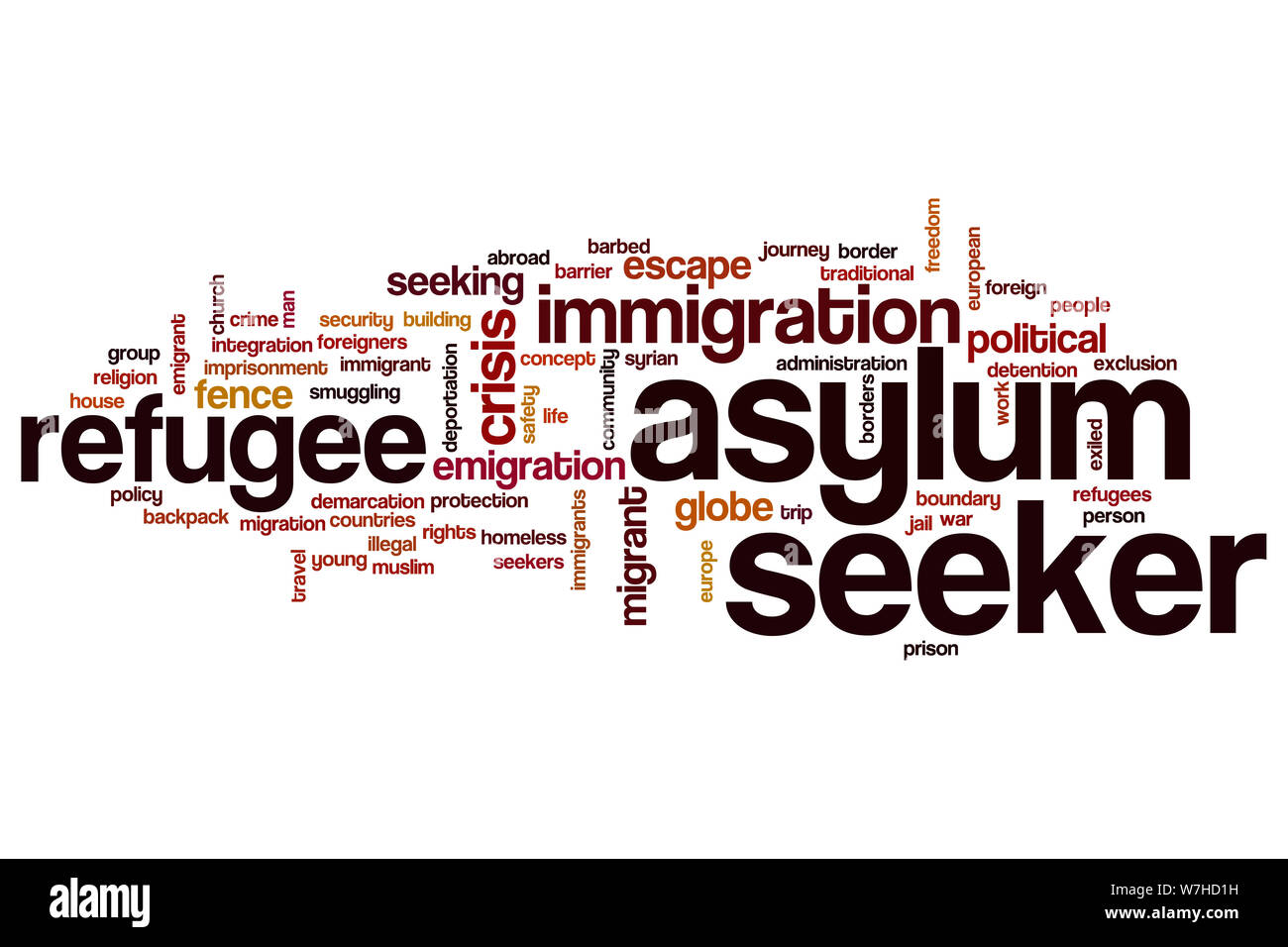 Richiedente asilo parola concetto di cloud Foto Stock