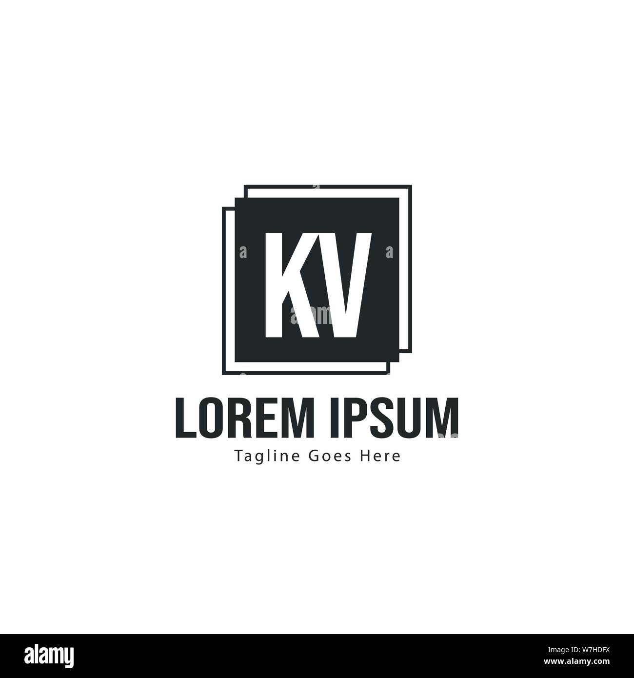 Iniziale logo KV Modello con telaio moderno. Minimalista lettera KV logo illustrazione vettoriale design Illustrazione Vettoriale