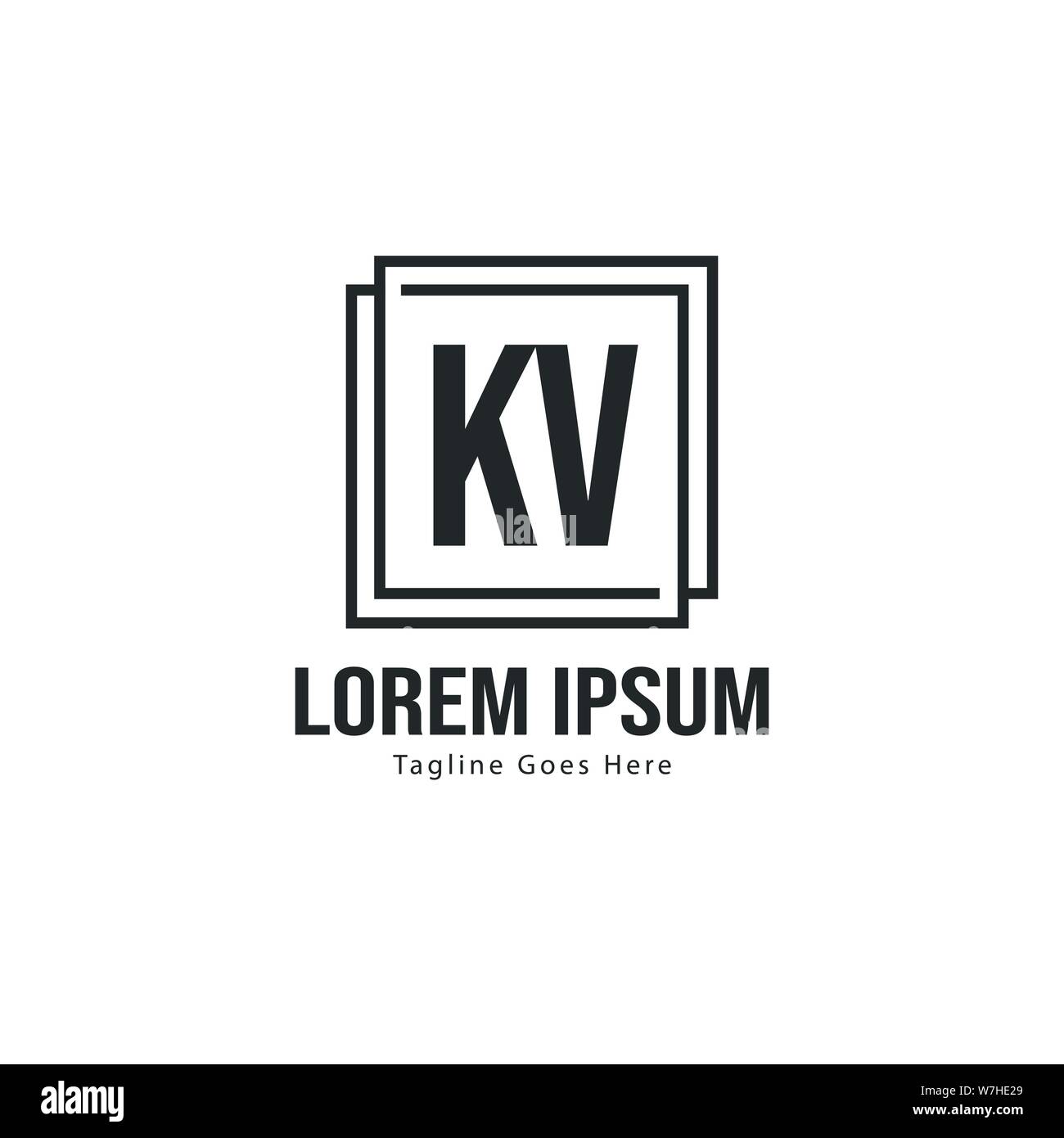 Iniziale logo KV Modello con telaio moderno. Minimalista lettera KV logo illustrazione vettoriale design Illustrazione Vettoriale