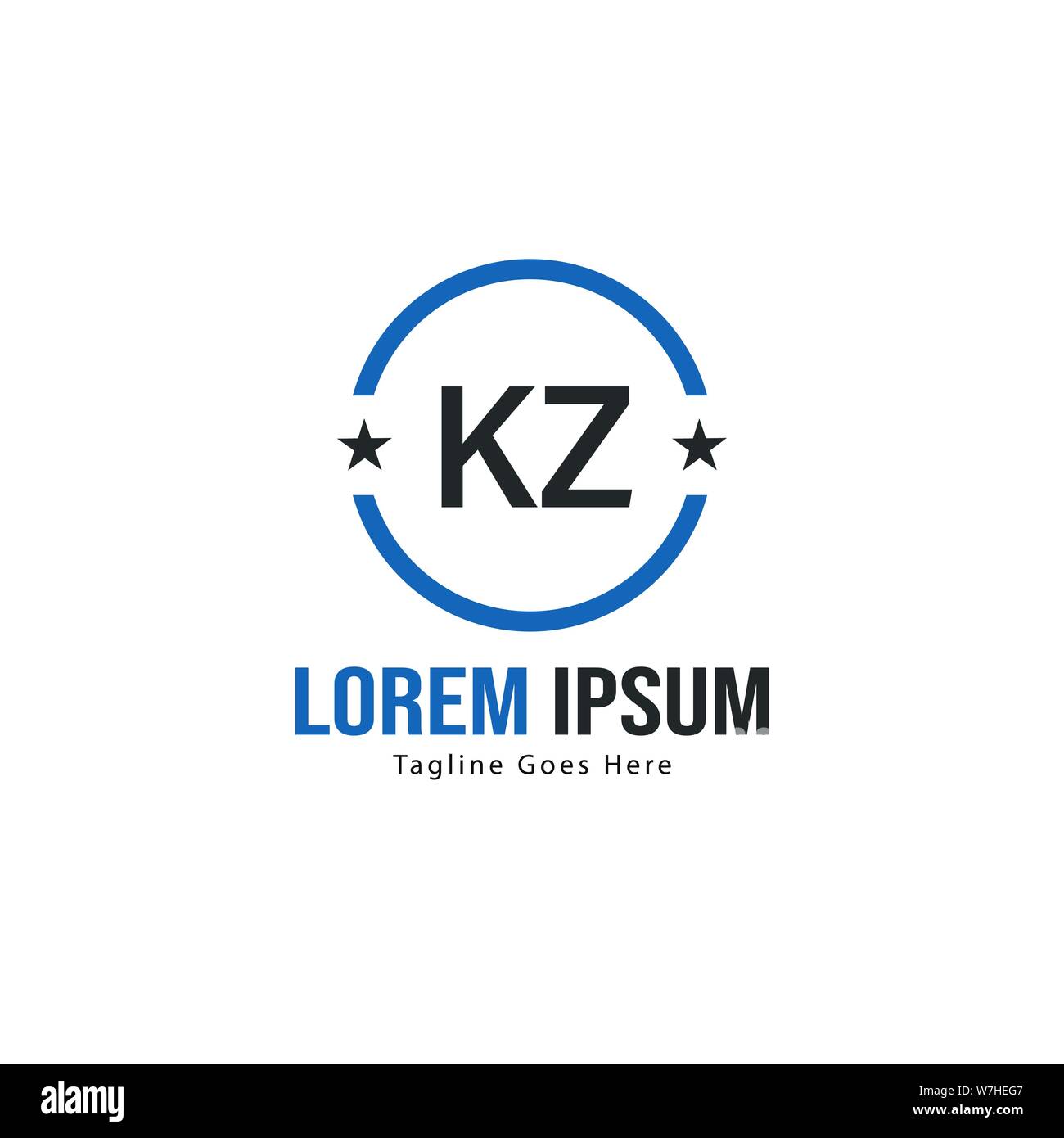Iniziale logo KZ Modello con telaio moderno. KZ minimalista lettera logo illustrazione vettoriale design Illustrazione Vettoriale