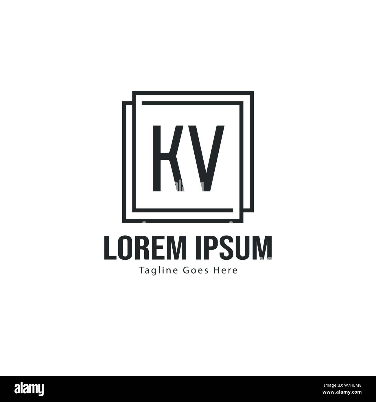 Iniziale logo KV Modello con telaio moderno. Minimalista lettera KV logo illustrazione vettoriale design Illustrazione Vettoriale