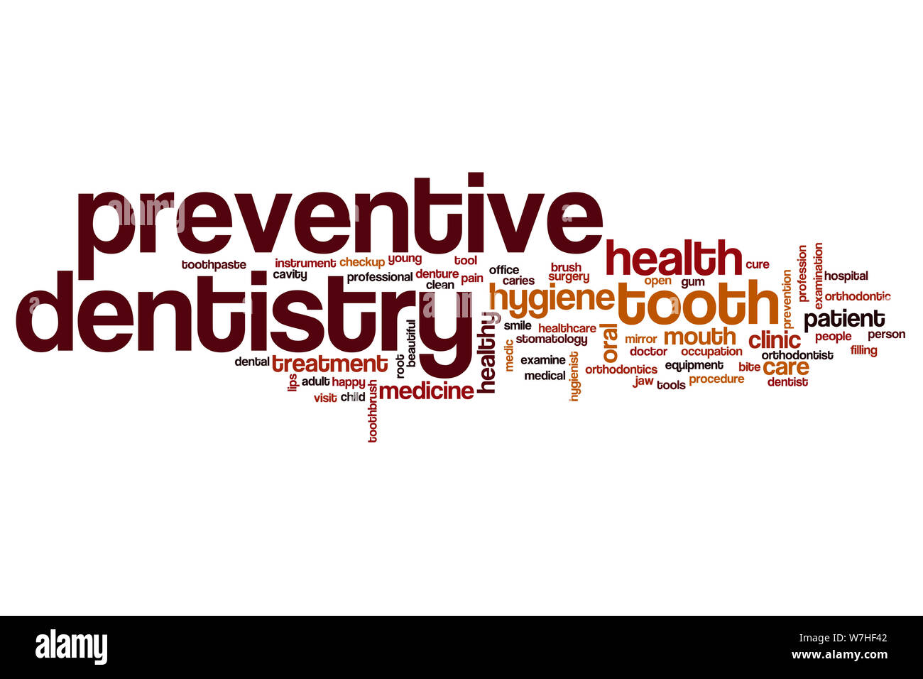Odontoiatria preventiva parola concetto di cloud Foto Stock