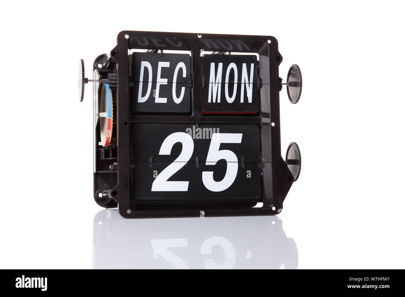 La meccanica retrò calendario data 25 dicembre, 2017 isolato di natale. Foto Stock