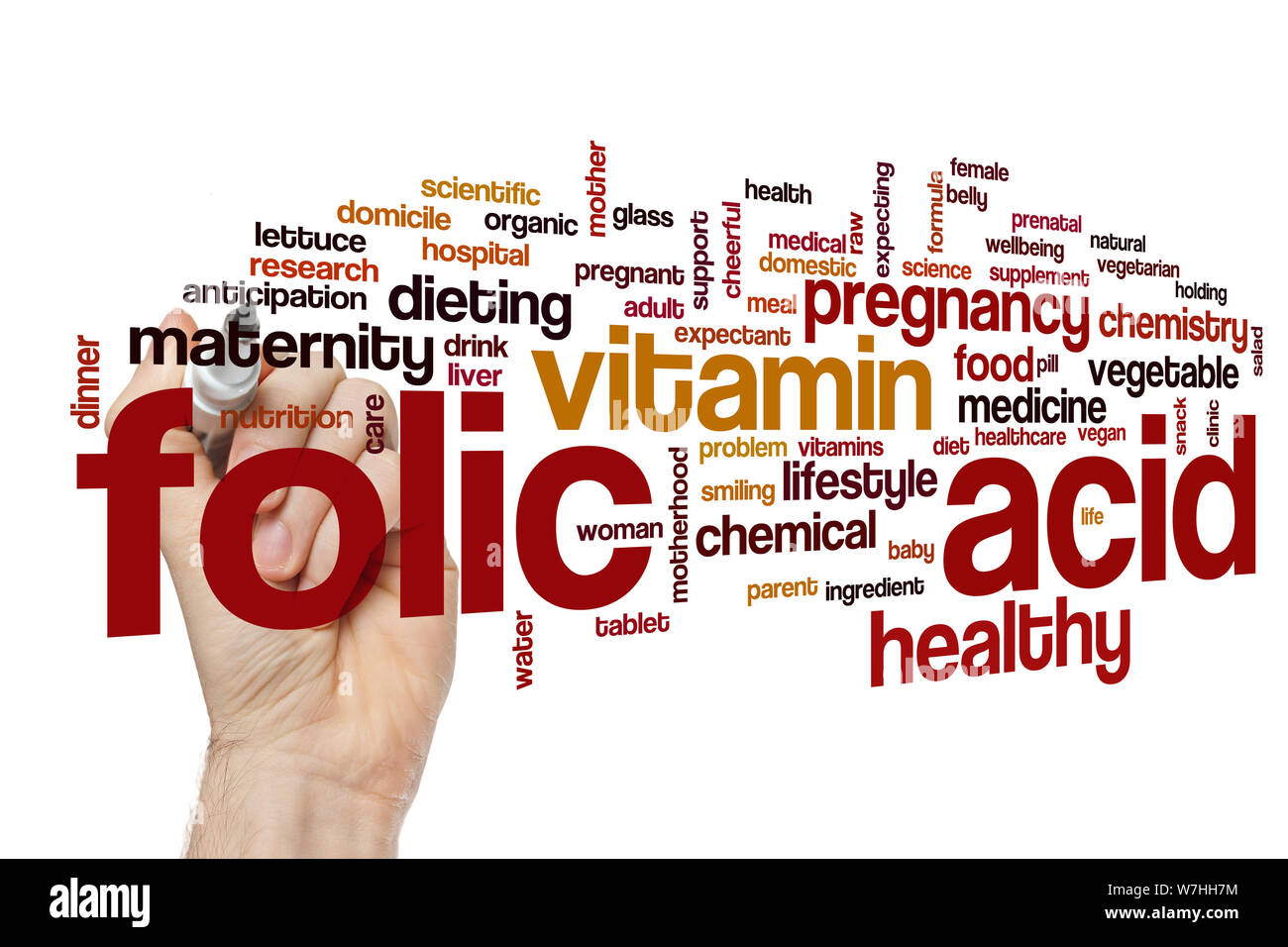 Acido folico parola concetto di cloud Foto Stock