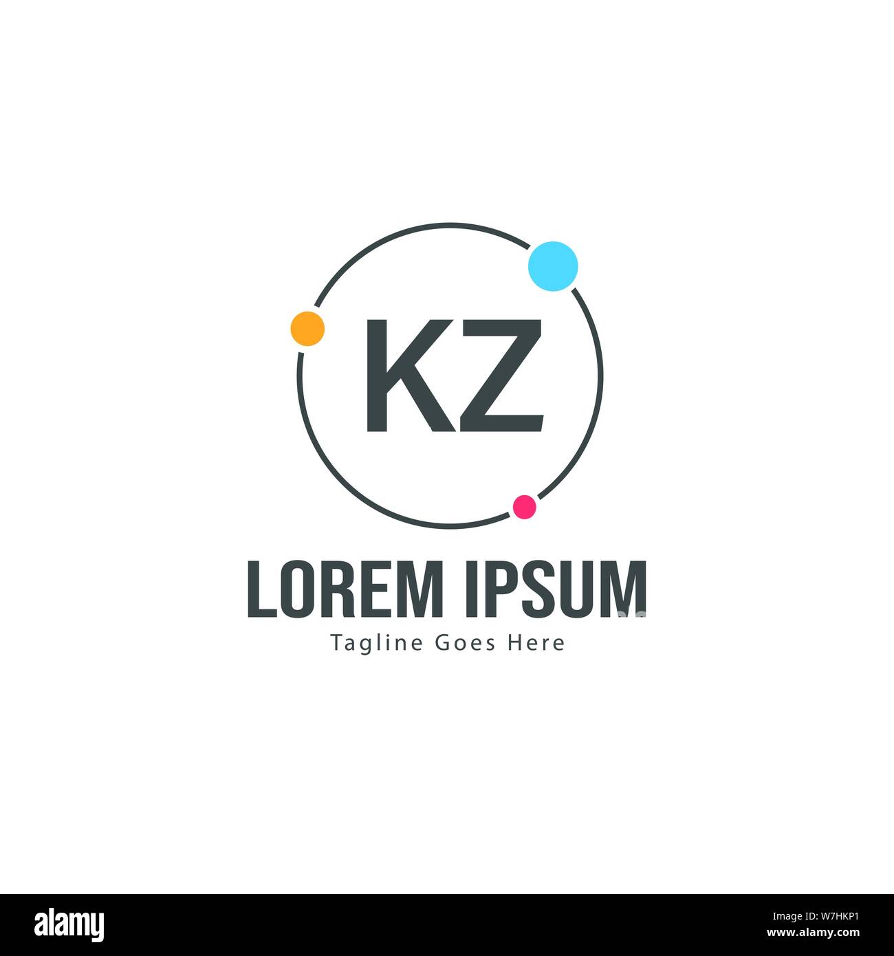 Iniziale logo KZ Modello con telaio moderno. KZ minimalista lettera logo illustrazione vettoriale design Illustrazione Vettoriale