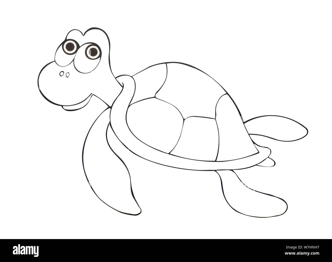 Illustrazione disegno a inchiostro di una sagoma nera degli animali. Gli uccelli di mare e abitanti su un isolato sfondo bianco Foto Stock