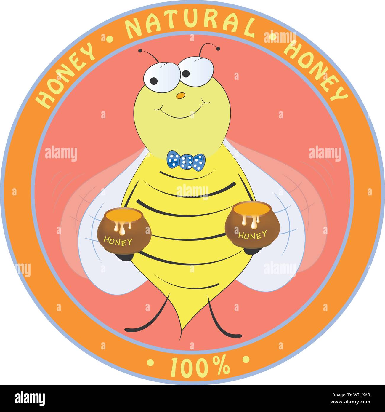 Ape con miele. illustrazione vettoriale. Illustrazione Vettoriale