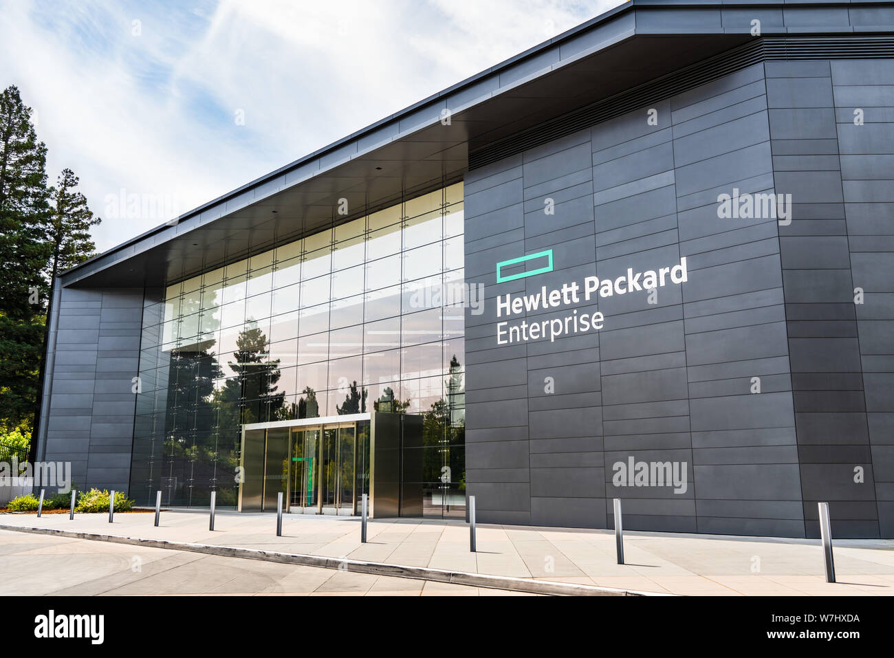 Agosto 5, 2019 Palo Alto / CA / STATI UNITI D'AMERICA - Hewlett Packard Enterprise (HPE) la sede aziendale si trova nella Silicon Valley; HPE è un Americano multinatio Foto Stock