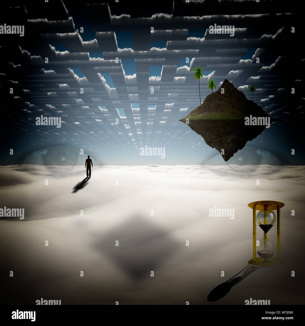 L uomo sulla strada per isola galleggiante Foto Stock