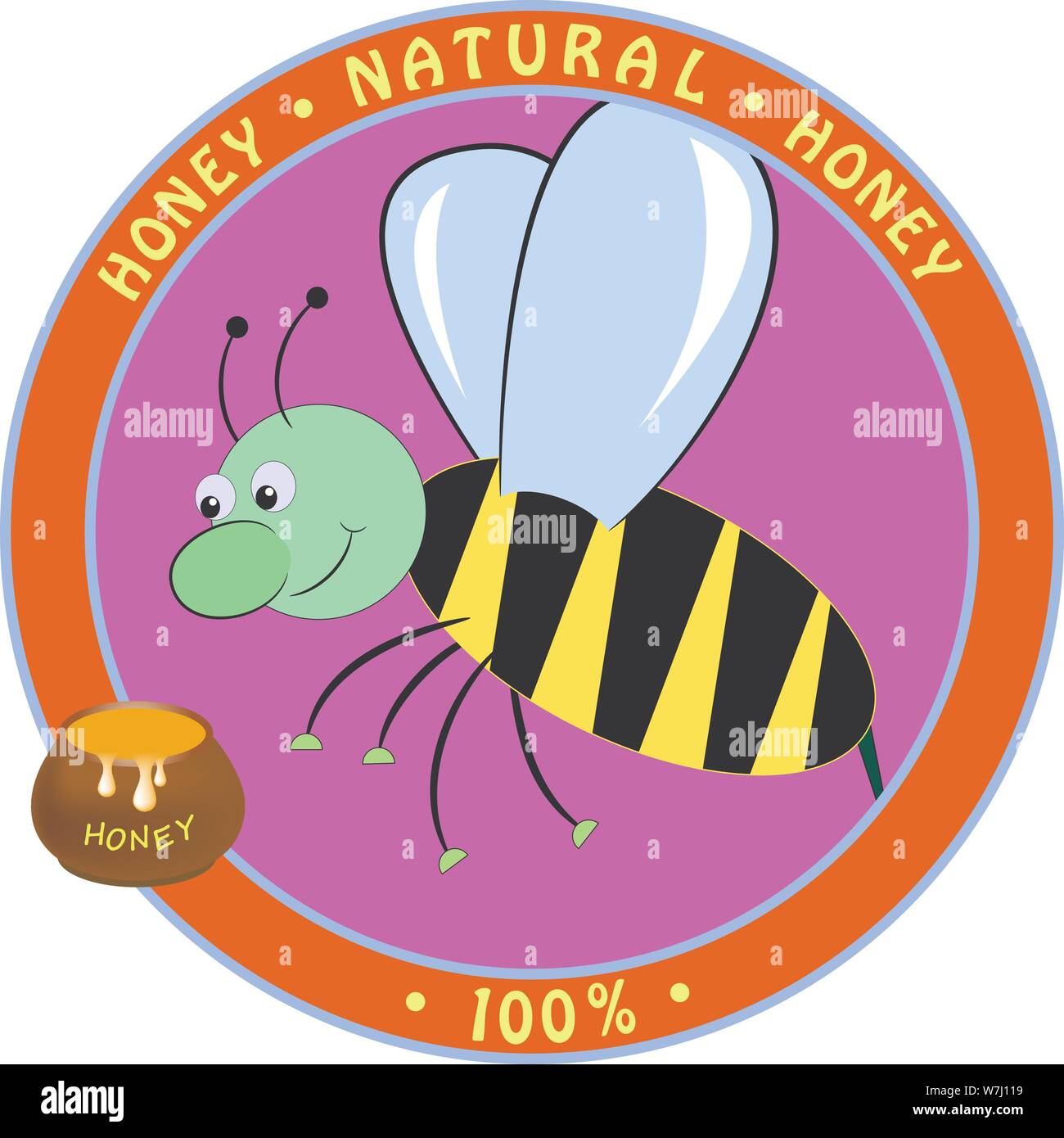 Ape con miele. cartoon illustrazione vettoriale. Illustrazione Vettoriale