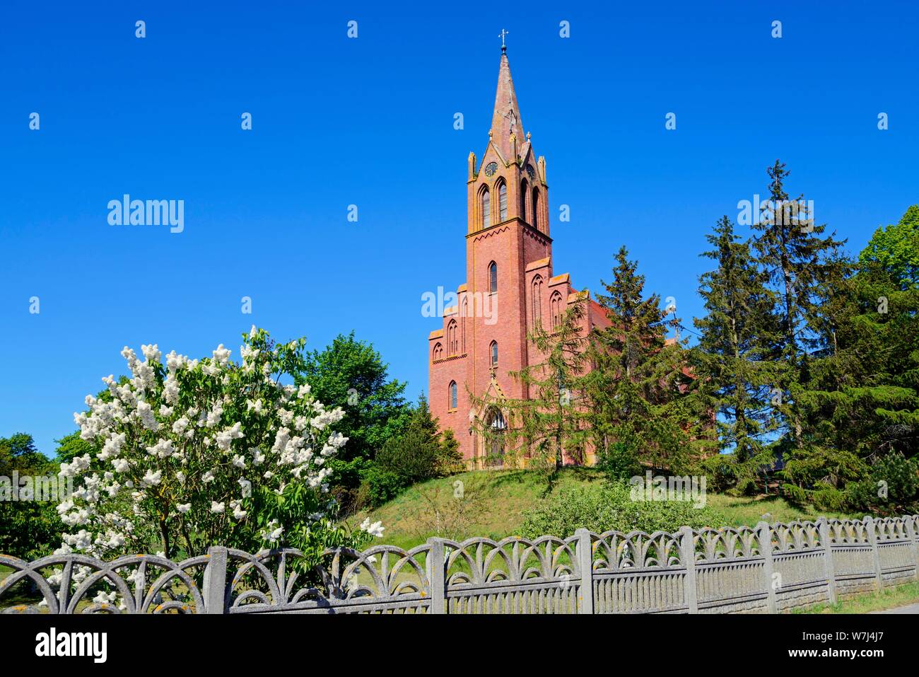 La chiesa, Lubin, Swinedelta, Isola di Wollin, West Pomerania, Polonia Foto Stock