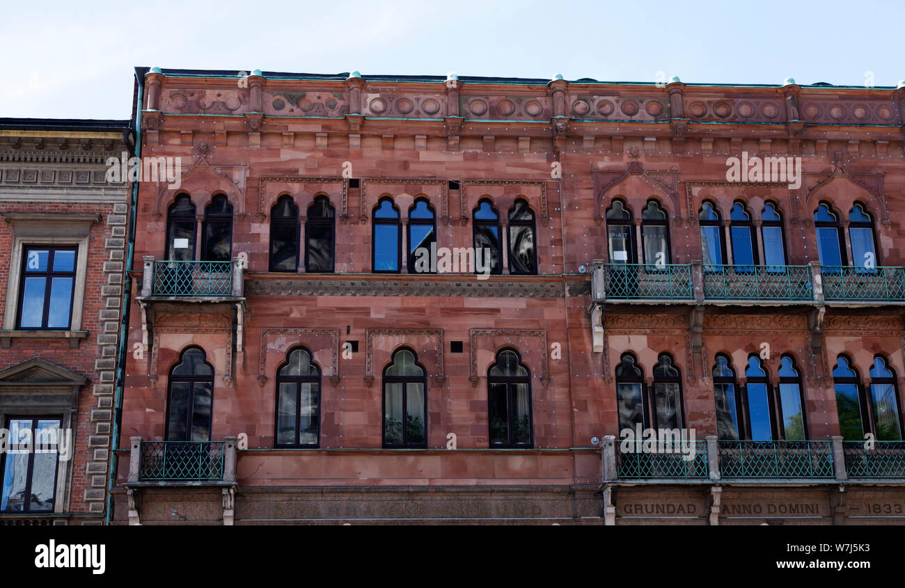 Lund, Svezia - 29 Giugno 2019: Vecchia casa da l'anno 1833 con elementi orientali Foto Stock