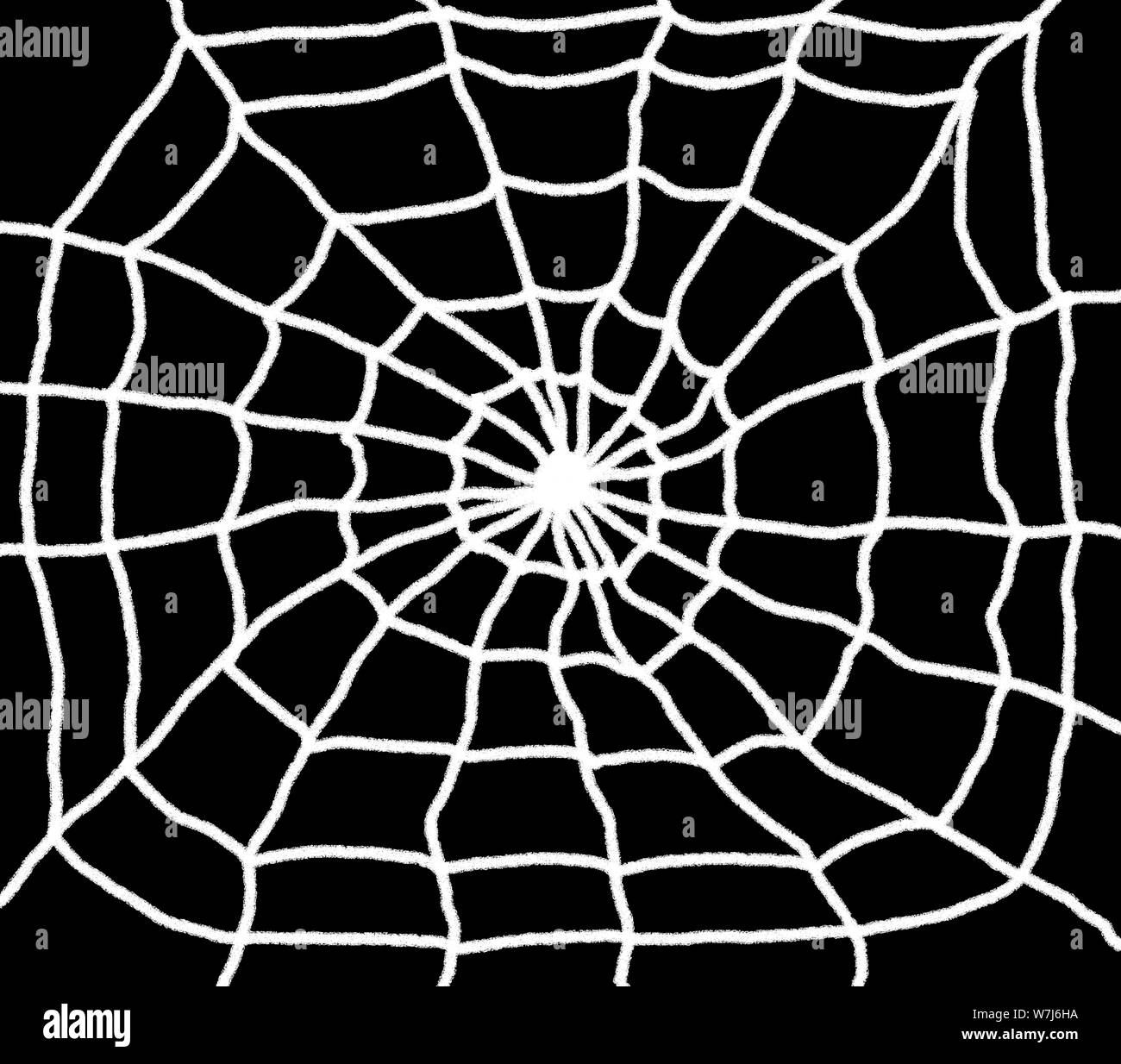 Disegnata a mano spider web illustrazioni. Web bianco con sfondo nero Foto Stock