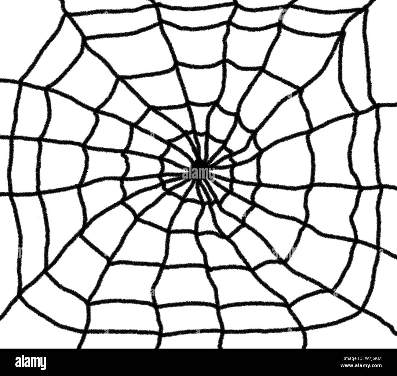 Disegnata a mano spider web illustrazioni. Nastro nero con sfondo bianco Foto Stock