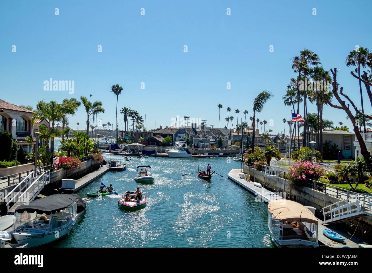 Canali nel Napoli quartiere Isola di Long Beach in California Foto Stock