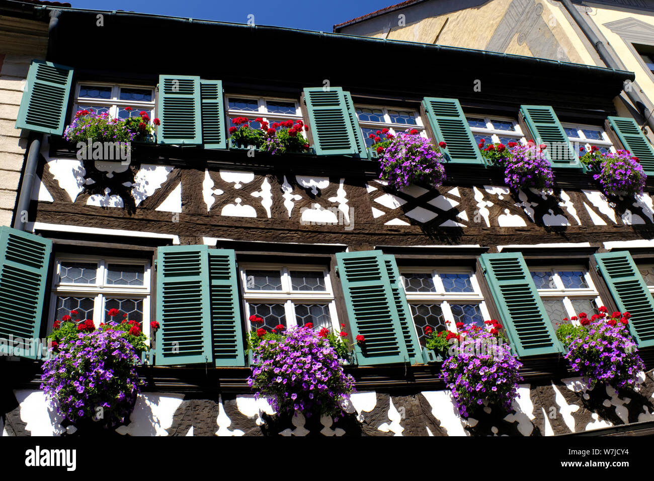 Finestre decorate a Bamberg in Germania Foto Stock
